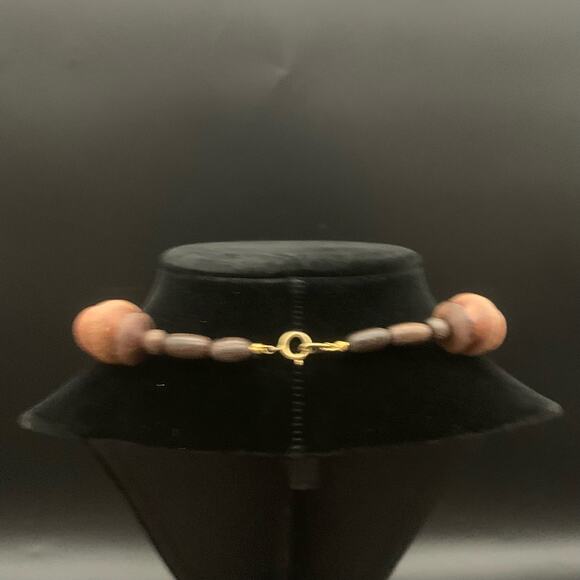 Vintage Chunky Wood Bead Statement Necklace - Picture 5 of 10